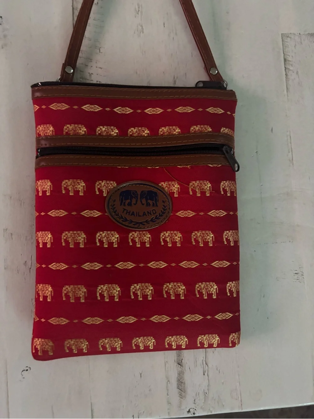 Red Elephant Crossbody Bag from Thailand